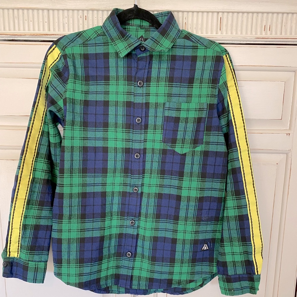 American Stitch 1983 Long Sleeve Flannel Green Plaid Button Shirt Fall Sz Medium